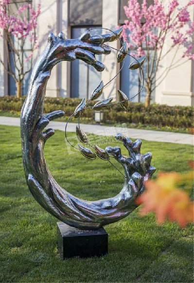 不锈钢镜面创意花朵雕塑定制