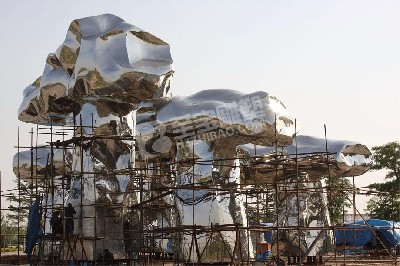 园林景观小品镜面蘑菇不锈钢雕塑定制