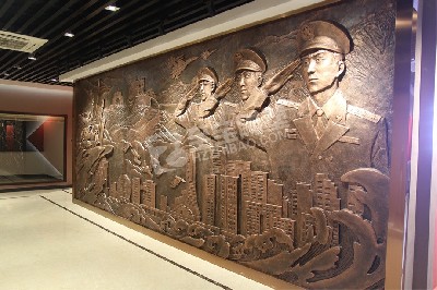 博物馆展厅展陈玻璃钢仿紫铜浮雕玻璃钢仿铸铜雕塑圆雕设计定制