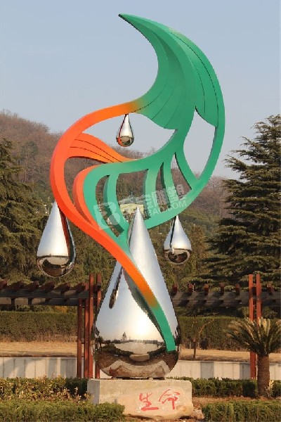 景区广场镜面生命水滴不锈钢雕塑定制