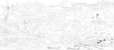 法院浮雕壁画原创手绘设计稿