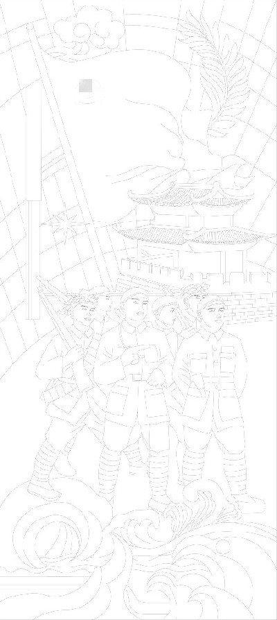 红色党建浮雕雕塑原创手绘设计稿