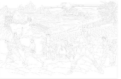 大好河山浮雕雕塑原创手绘设计稿