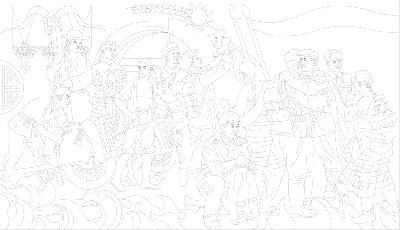 红色党建浮雕雕塑原创手绘设计稿