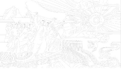 红色党建浮雕雕塑原创手绘设计稿