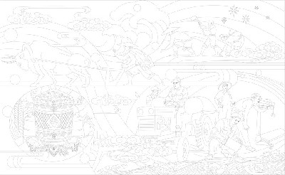 民族团结浮雕雕塑原创手绘设计稿