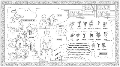 中医文化浮雕雕塑原创手绘设计稿