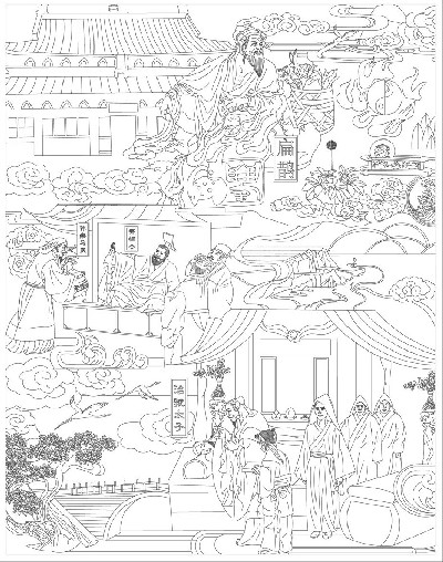 中医文化浮雕雕塑原创手绘设计稿