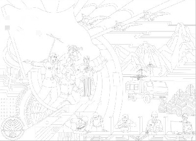 红色党建浮雕雕塑原创手绘设计稿