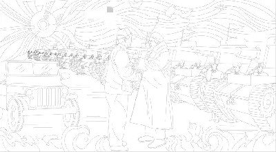 红色党建浮雕雕塑原创手绘设计稿