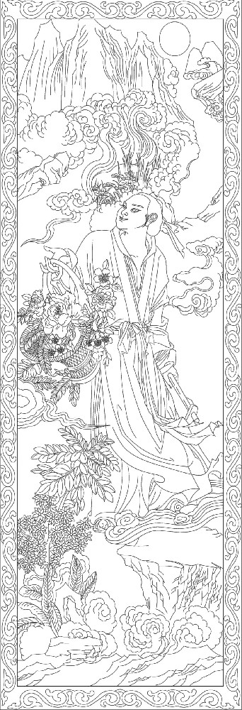 人文历史浮雕雕塑原创手绘设计稿