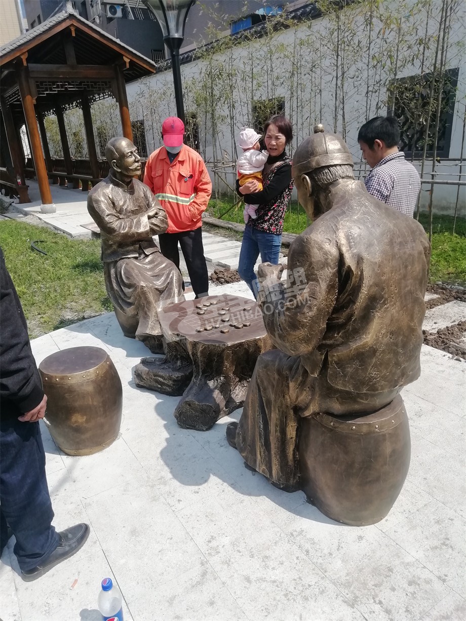 杭州余杭崇贤街道大安村玻璃钢仿铸铜雕塑小品制作及安装工程
